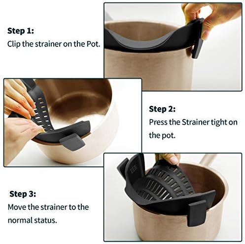 Clip On Silicone Strainer, Pasta Strainer, Clip on Food Strainer, Kitchen Strainer Clip On Silicone Strainer, Pasta Strainer, Clip on Food Strainer, Kitchen Strainer